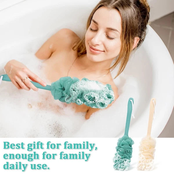 Ergonomically Back Scrubber for Shower Double-Sided Back Brush Long Handle