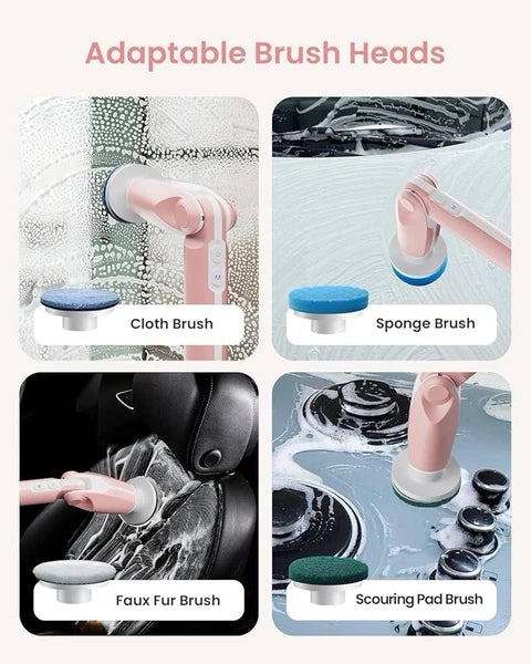 Electric Spin Scrubber, Shower Scrubber with Long Handle & 8 Replaceable Heads,