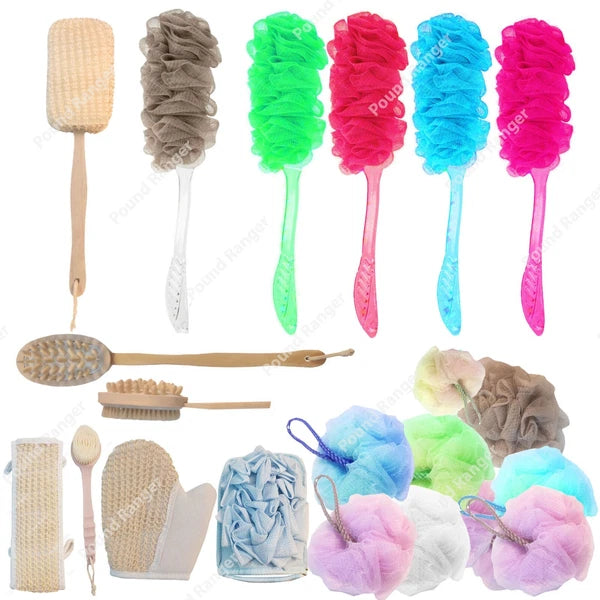 Long Handle Soft Bath Brush Back Scrubber Mesh Sponge Loofah Body Puff Shower