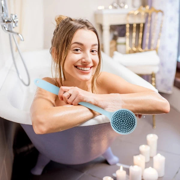 Silicone Bath Brush Man Back Cleaning Scrubber for Long Handle Shower