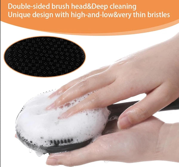 Silicone Bath Body Brush, 17" Long Handle Adjustable Dual-Sided Back Scrubber...