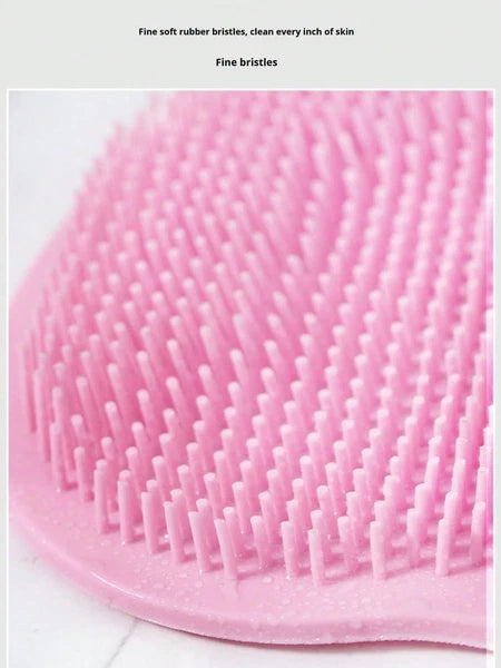 Silicone Shower Foot Scrubber Back Body Brush Massager Pad Mat Bathroom Grey