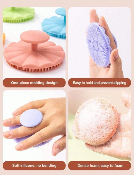 Silicone Shower Foot Scrubber Back Body Brush Massager Pad Mat Bathroom Grey Uk