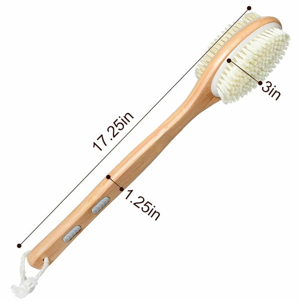 Premium Natural Bristle Wooden Bath Shower Body Back Dry Skin Brush Spa Scrubber