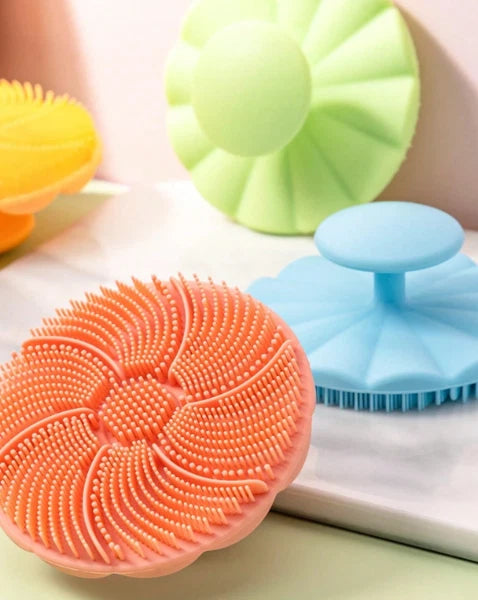 Silicone Shower Foot Scrubber Back Body Brush Massager Pad Mat Bathroom Grey Uk