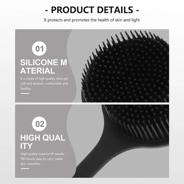Silicone Back Scrubber for Shower Long Handle Bath Brush Double Sided