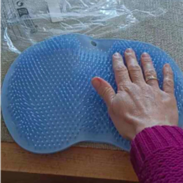 Silicone Shower Foot Scrubber Back Body Brush Massager Pad Mat Bathroom Grey Uk