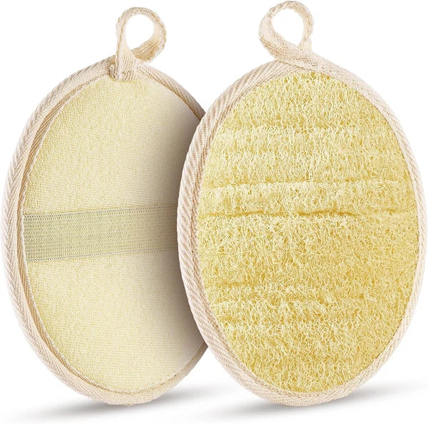 2PCS Premium Natural Loofah Sponge Exfoliating Body Scrubber, Shower Loofah