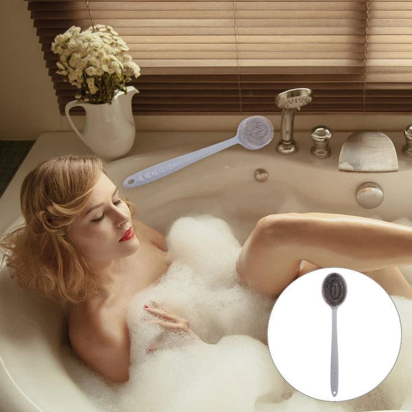 1Pc Bath Brush Silicone Bath Brush Long Handle Bathing Supplies
