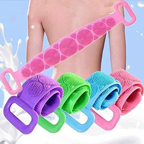 Silicon Long Body Cleaning Double Sided Back Scrubber Bath Shower Belt Brush UK✅