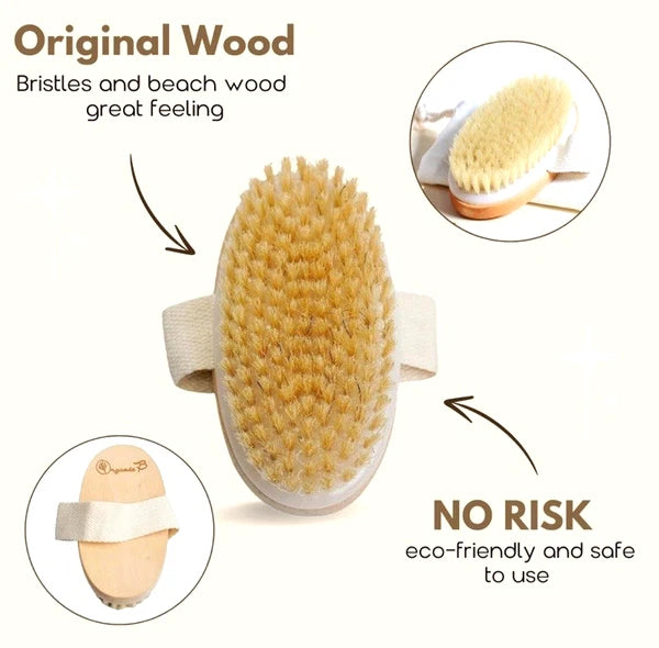 Natural  Body Scrub Bristle Brush for Dry Skin Exfoliating Dry Skin Brush