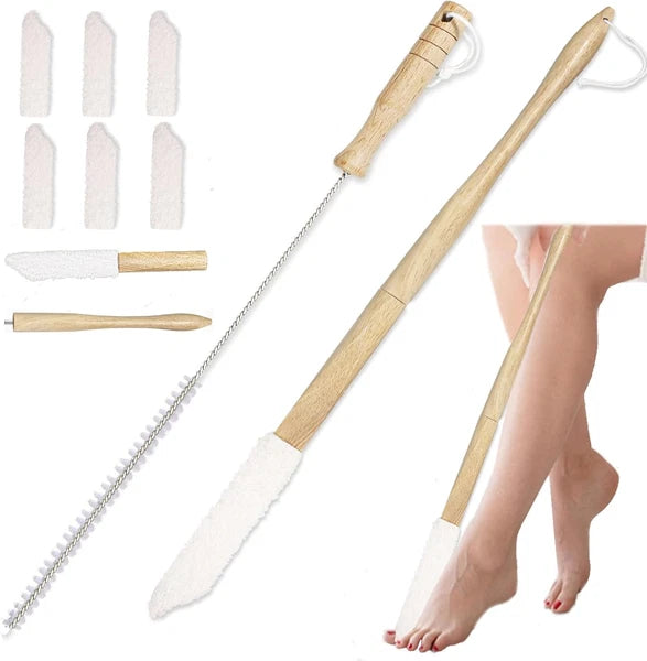 Long Handle Toe Brush, Wooden Foot Brush for Shower,Between Toe Cleaning Brush F