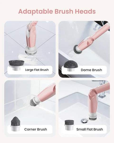 Electric Spin Scrubber, Shower Scrubber with Long Handle & 8 Replaceable Heads,