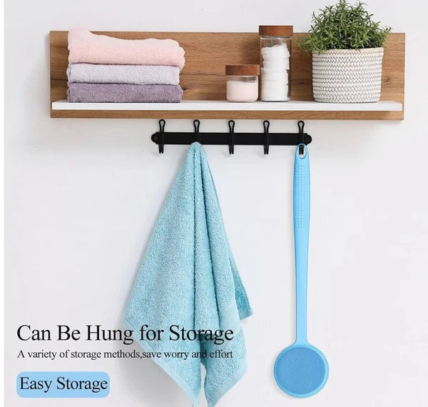 VWMYQ Silicone Back Scrubber for Shower, 17in Long Handle Body Brush