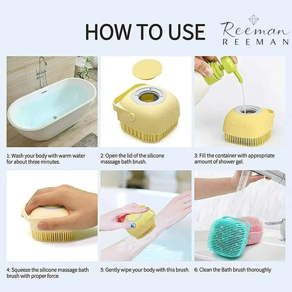 Silicon Massage Bath Brush Hair Scalp Bathing Brush For Cleaning Body Pack of 2