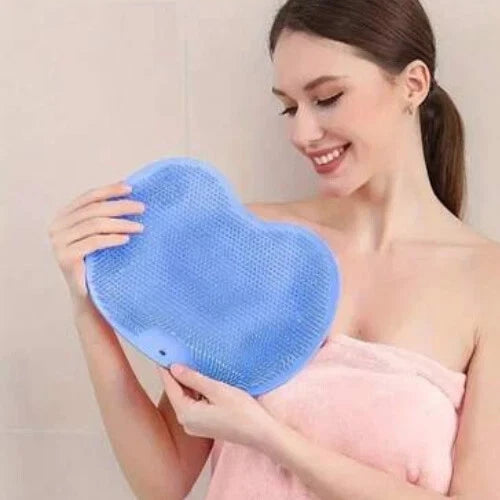 Silicone Shower Foot Scrubber Back Body Brush Massager Pad Mat Bathroom Grey Uk