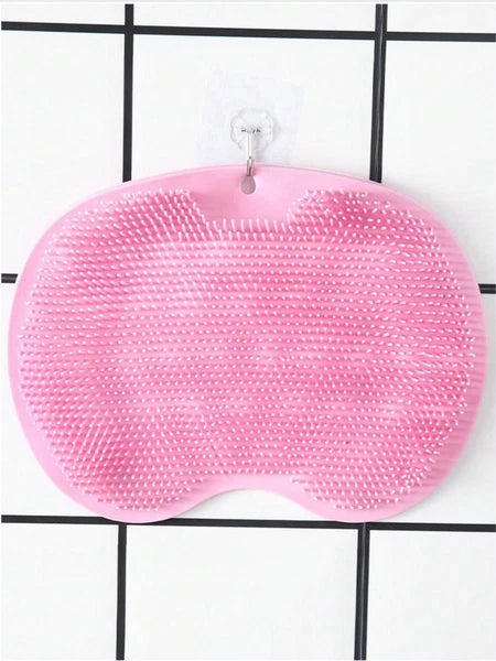 Silicone Shower Foot Scrubber Back Body Brush Massager Pad Mat Bathroom Grey