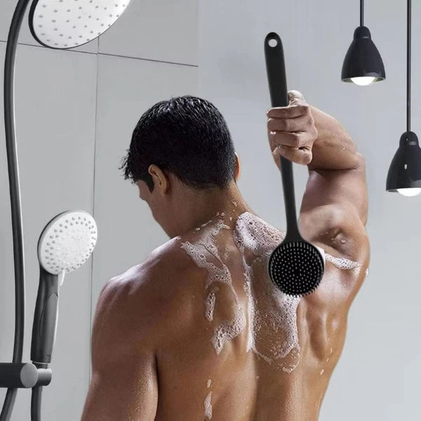 Silicone Back Scrubber for Shower Long Handle Bath Brush Double Sided