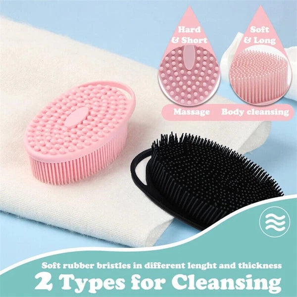 Dual-Sided Silicone Body Scrubber Brush Exfoliating Shower Brush Bath Massage UK