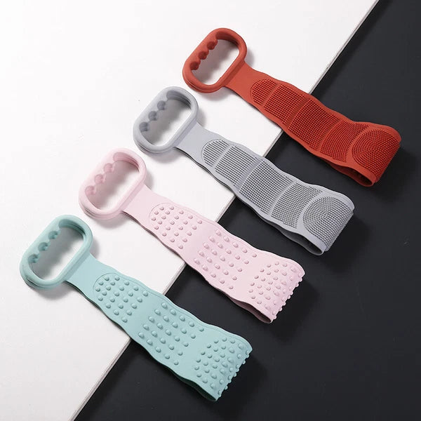 (US STOCK) Silicone Back Scrubber Body Cleaning Tools Bath Belt Massage Brush