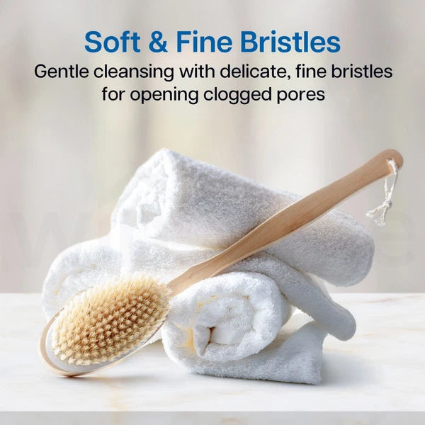 Long Handle Double Sided Shower Body Bath Bristle Brush Back Scrubber Massager