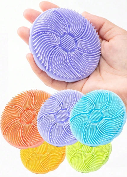Silicone Shower Foot Scrubber Back Body Brush Massager Pad Mat Bathroom Grey Uk