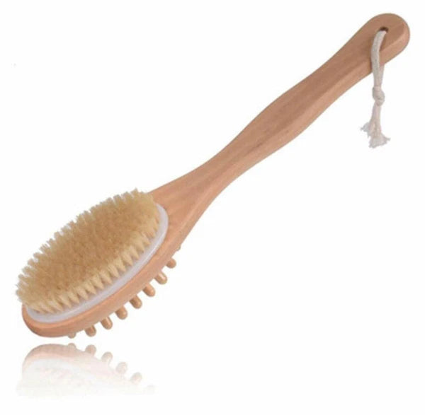 BeNat.Natural boar bristle wooden Bath & Body Brush back Brush with long handle.