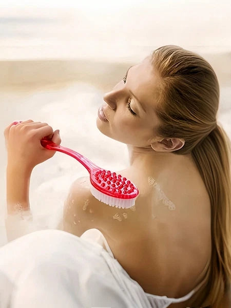 Long Handle Bath Brush Soft Bristle Reach Back Body Spa Shower Scrubber Women UK