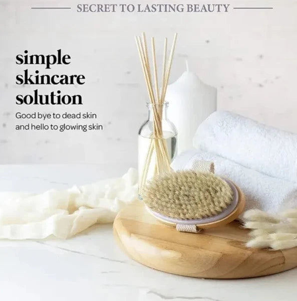 Wooden Bath Shower Body Back Dry Skin Brush Spa Scrubber Natural Bristles