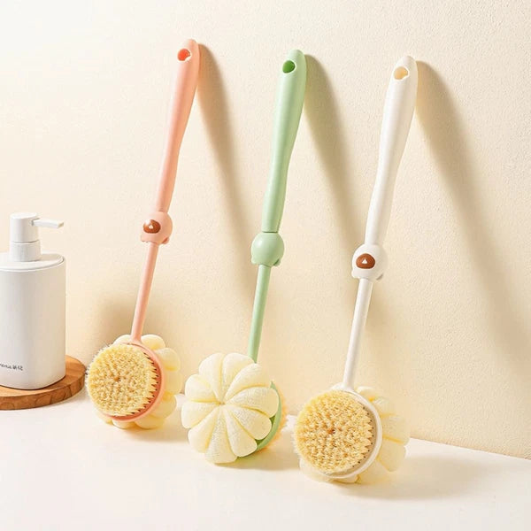 3PCS Long Handle Bath Body Brush Soft Back Shower Exfoliating Scrubber Massager