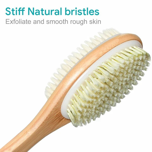 Premium Natural Bristle Wooden Bath Shower Body Back Dry Skin Brush Spa Scrubber