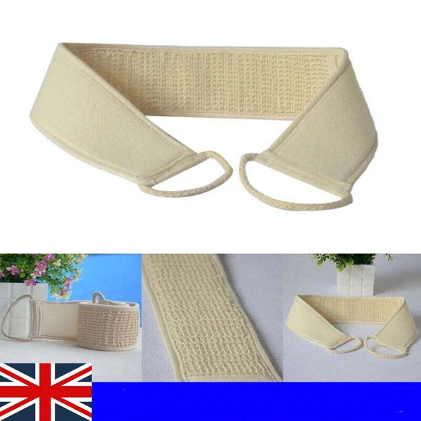 Back Scrubber Real Loofah Shower Exfoliating Belt Body Brush Bath Massage UK New