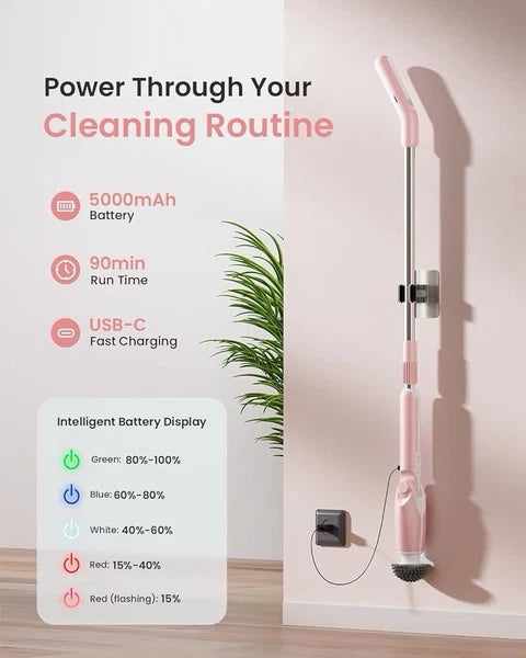 Electric Spin Scrubber, Shower Scrubber with Long Handle & 8 Replaceable Heads,