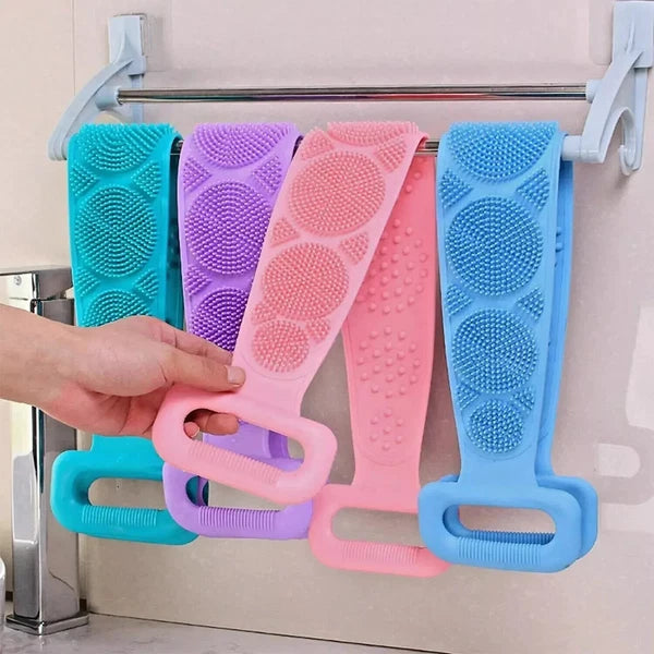 Silicon Long Body Cleaning Double Sided Back Scrubber Bath Shower Belt Brush UK✅