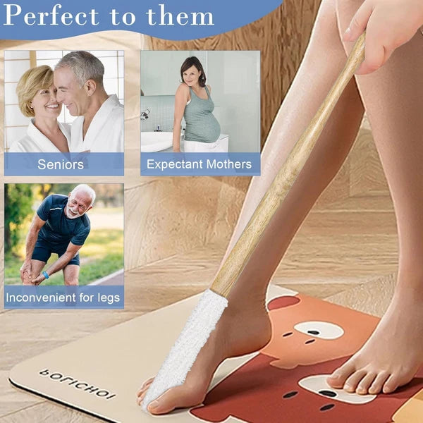 Long Handle Toe Brush, Wooden Foot Brush for Shower,Between Toe Cleaning Brush F