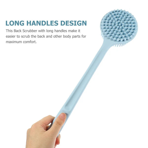 Silicone Bath Brush Ergonomic Body Scrubber Long Handle Man Back