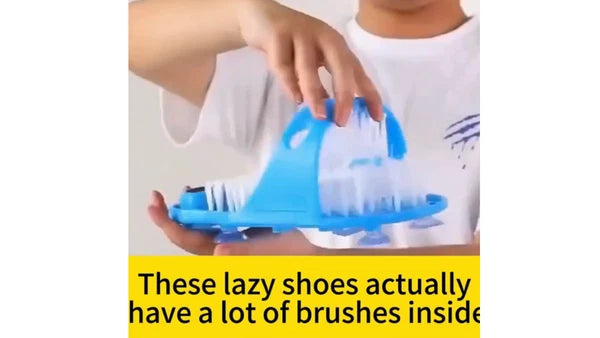 2 in 1 Foot Scrubber Brush Slipper Anti Slip Bath Shower Cleaner Feet Massage